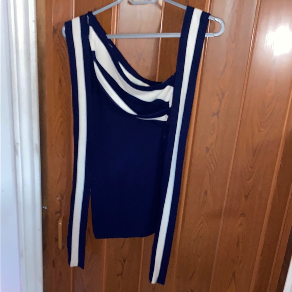 Navy and White Striped Sleeveless Top